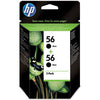 HP No.56 Ink Cartridge Twin Pack - Black 